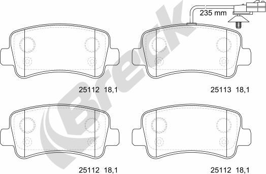 Breck 25112 00 703 10 - Тормозные колодки, дисковые, комплект autospares.lv