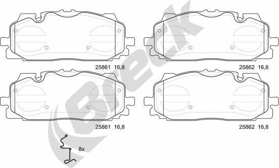 Breck 25861 00 553 00 - Тормозные колодки, дисковые, комплект autospares.lv