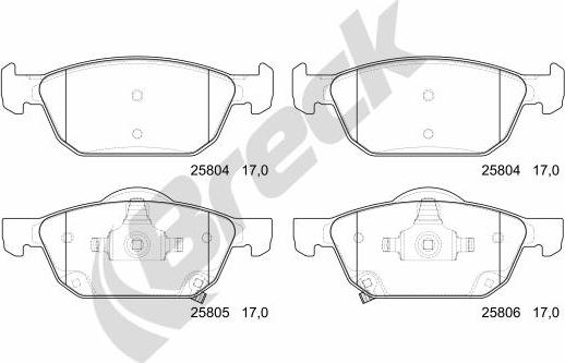 Breck 25804 00 701 00 - Тормозные колодки, дисковые, комплект autospares.lv