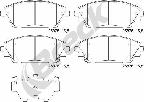 Breck 25875 00 701 00 - Тормозные колодки, дисковые, комплект autospares.lv