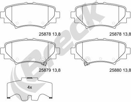 Breck 25878 00 704 00 - Тормозные колодки, дисковые, комплект autospares.lv