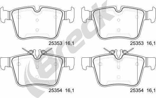 Breck 25353 00 704 00 - Тормозные колодки, дисковые, комплект autospares.lv