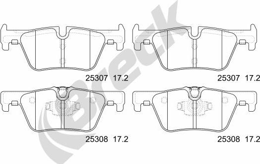 Breck 25307 00 704 00 - Тормозные колодки, дисковые, комплект autospares.lv