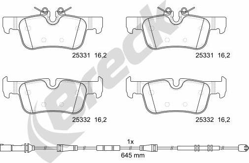 Breck 25331 00 704 00 - Тормозные колодки, дисковые, комплект autospares.lv