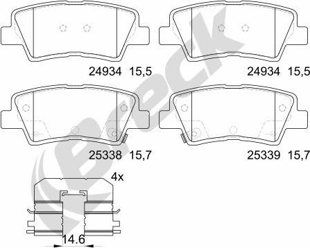 Breck 25337 00 702 00 - Тормозные колодки, дисковые, комплект autospares.lv