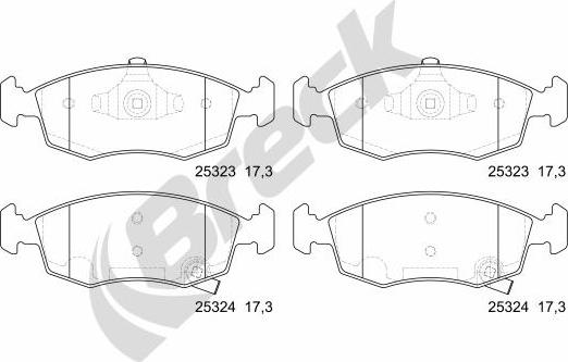 Breck 25323 00 702 10 - Тормозные колодки, дисковые, комплект autospares.lv