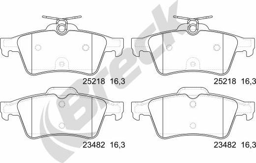 Breck 25218 00 702 00 - Тормозные колодки, дисковые, комплект autospares.lv