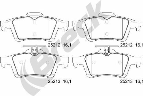 Breck 25212 00 702 00 - Тормозные колодки, дисковые, комплект autospares.lv