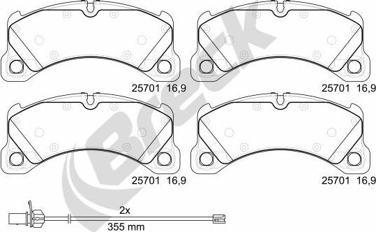 Breck 25701 00 553 00 - Тормозные колодки, дисковые, комплект autospares.lv