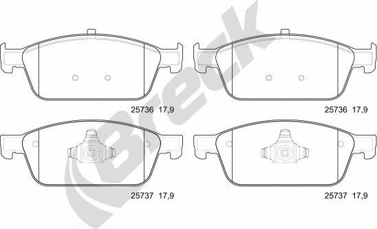 Breck 25736 00 701 00 - Тормозные колодки, дисковые, комплект autospares.lv