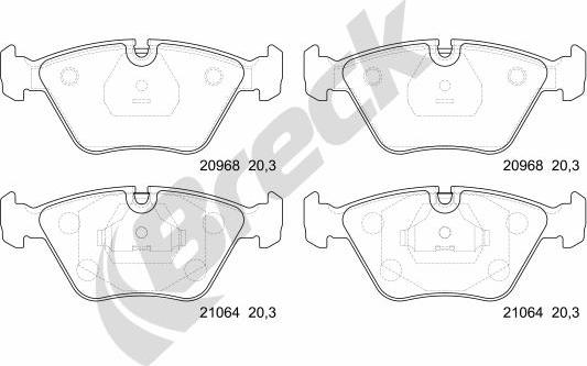 Breck 20968 10 701 00 - Тормозные колодки, дисковые, комплект autospares.lv