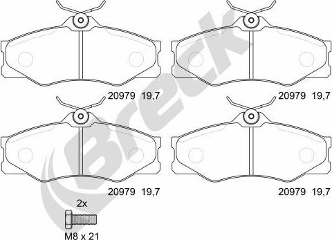 Breck 20979 00 703 00 - Тормозные колодки, дисковые, комплект autospares.lv