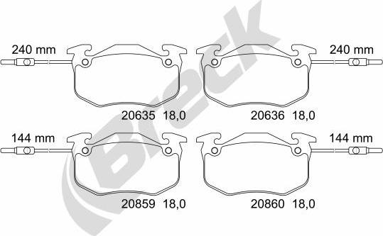 Breck 20635 00 702 10 - Тормозные колодки, дисковые, комплект autospares.lv