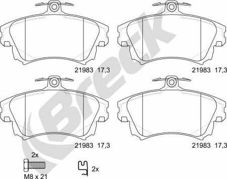 Breck 21983 00 701 10 - Тормозные колодки, дисковые, комплект autospares.lv