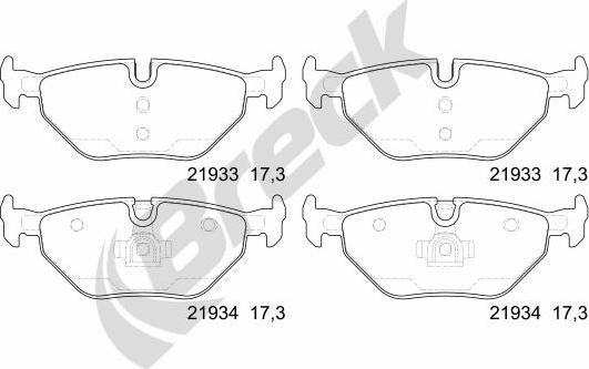 Breck 21934 00 704 00 - Тормозные колодки, дисковые, комплект autospares.lv