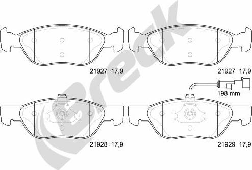 Breck 21927 00 702 10 - Тормозные колодки, дисковые, комплект autospares.lv