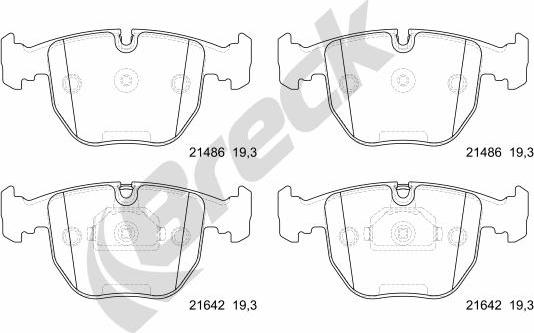 Breck 21486 00 701 10 - Тормозные колодки, дисковые, комплект autospares.lv