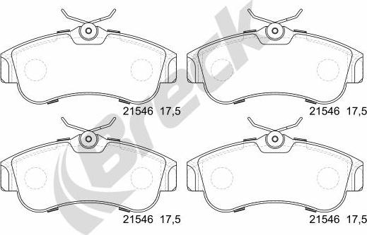 Breck 21546 00 701 00 - Тормозные колодки, дисковые, комплект autospares.lv