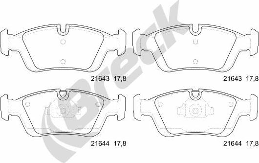 Breck 21643 00 701 00 - Тормозные колодки, дисковые, комплект autospares.lv