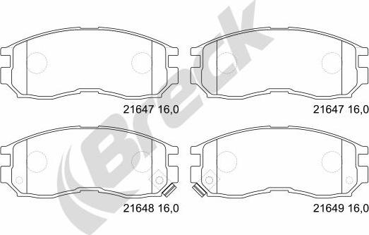 Breck 21647 00 701 10 - Тормозные колодки, дисковые, комплект autospares.lv