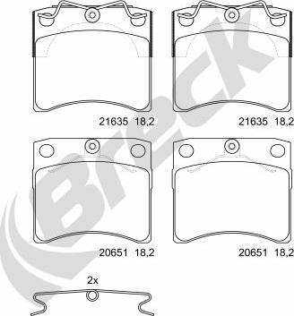 Breck 21635 00 703 00 - Тормозные колодки, дисковые, комплект autospares.lv