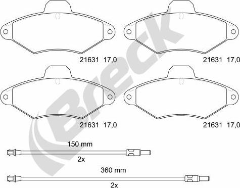 Breck 21631 00 701 10 - Тормозные колодки, дисковые, комплект autospares.lv