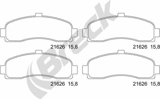 Breck 21626 00 702 00 - Тормозные колодки, дисковые, комплект autospares.lv