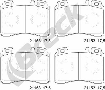 Breck 21153 10 701 20 - Тормозные колодки, дисковые, комплект autospares.lv