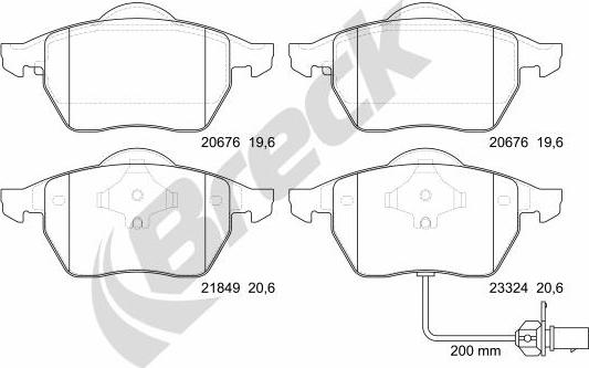 Breck 21849 00 701 10 - Тормозные колодки, дисковые, комплект autospares.lv