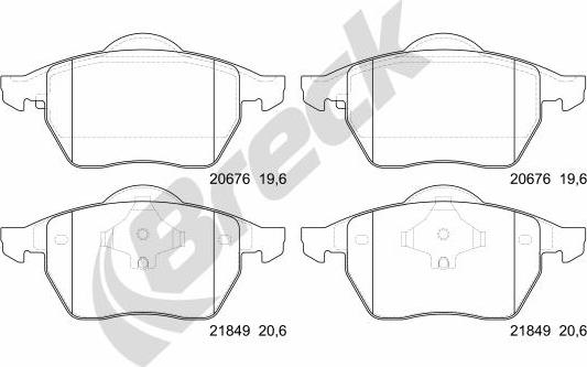 Breck 21848 00 701 00 - Тормозные колодки, дисковые, комплект autospares.lv