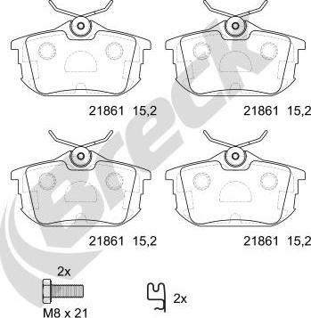 Breck 21861 00 704 10 - Тормозные колодки, дисковые, комплект autospares.lv