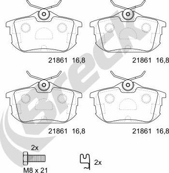 Breck 21861 10 704 10 - Тормозные колодки, дисковые, комплект autospares.lv