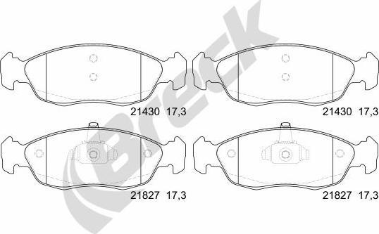 Breck 21827 00 702 00 - Тормозные колодки, дисковые, комплект autospares.lv