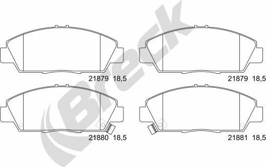 Breck 21879 00 701 10 - Тормозные колодки, дисковые, комплект autospares.lv