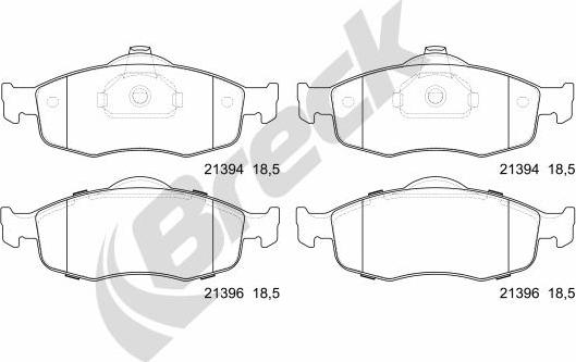 Breck 21394 00 701 00 - Тормозные колодки, дисковые, комплект autospares.lv