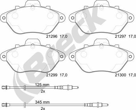 Breck 21296 00 701 10 - Тормозные колодки, дисковые, комплект autospares.lv