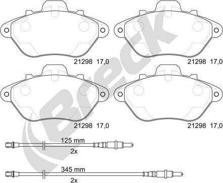 Breck 21298 00 701 10 - Тормозные колодки, дисковые, комплект autospares.lv