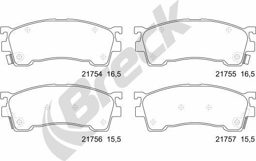 Breck 21754 00 701 10 - Тормозные колодки, дисковые, комплект autospares.lv