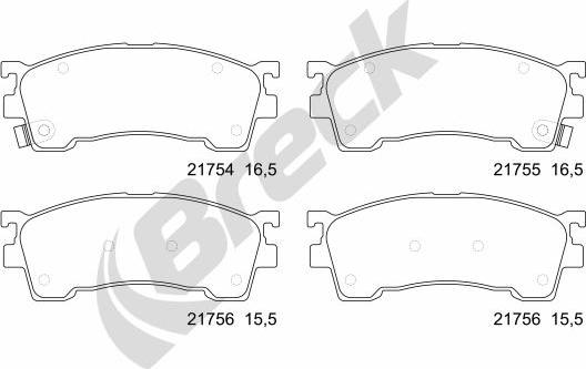 Breck 21755 00 701 10 - Тормозные колодки, дисковые, комплект autospares.lv