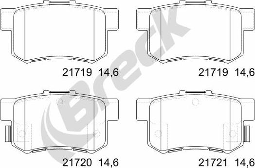 Breck 21719 00 704 00 - Тормозные колодки, дисковые, комплект autospares.lv