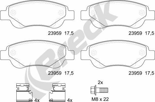 Breck 23959 00 702 00 - Тормозные колодки, дисковые, комплект autospares.lv