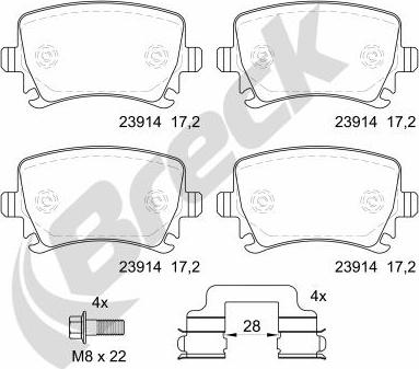 Breck 23914 00 704 10 - Тормозные колодки, дисковые, комплект autospares.lv