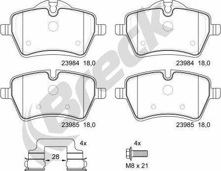 Breck 23984 00 701 00 - Тормозные колодки, дисковые, комплект autospares.lv