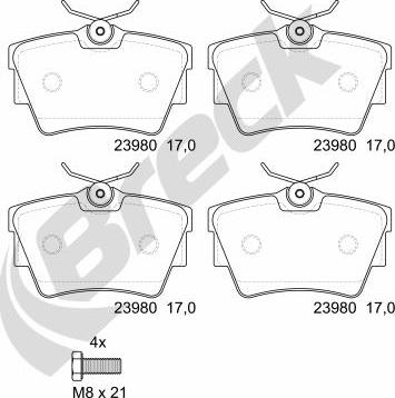 Breck 23980 00 703 00 - Тормозные колодки, дисковые, комплект autospares.lv