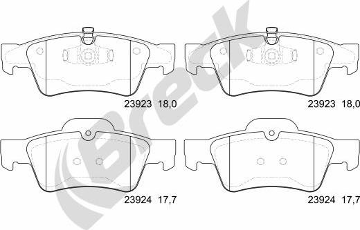 Breck 23923 00 702 00 - Тормозные колодки, дисковые, комплект autospares.lv