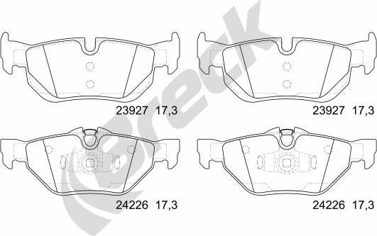 Breck 23927 00 704 00 - Тормозные колодки, дисковые, комплект autospares.lv