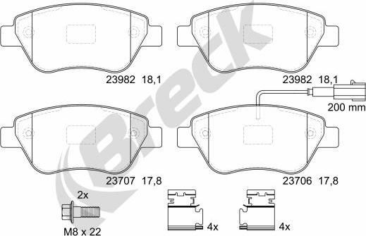 Breck 23979 00 701 10 - Тормозные колодки, дисковые, комплект autospares.lv