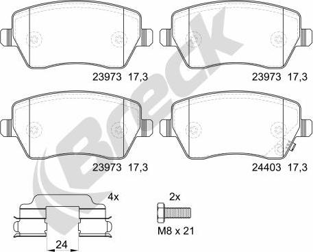 Breck 23973 00 702 10 - Тормозные колодки, дисковые, комплект autospares.lv