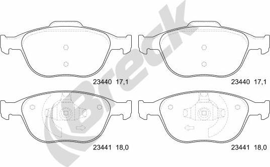 Breck 23440 00 701 00 - Тормозные колодки, дисковые, комплект autospares.lv