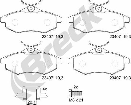 Breck 23407 00 702 00 - Тормозные колодки, дисковые, комплект autospares.lv